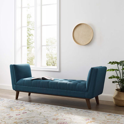 Haven Tufted Button Upholstered Fabric Accent Bench, Fabric, Navy Blue, 17255