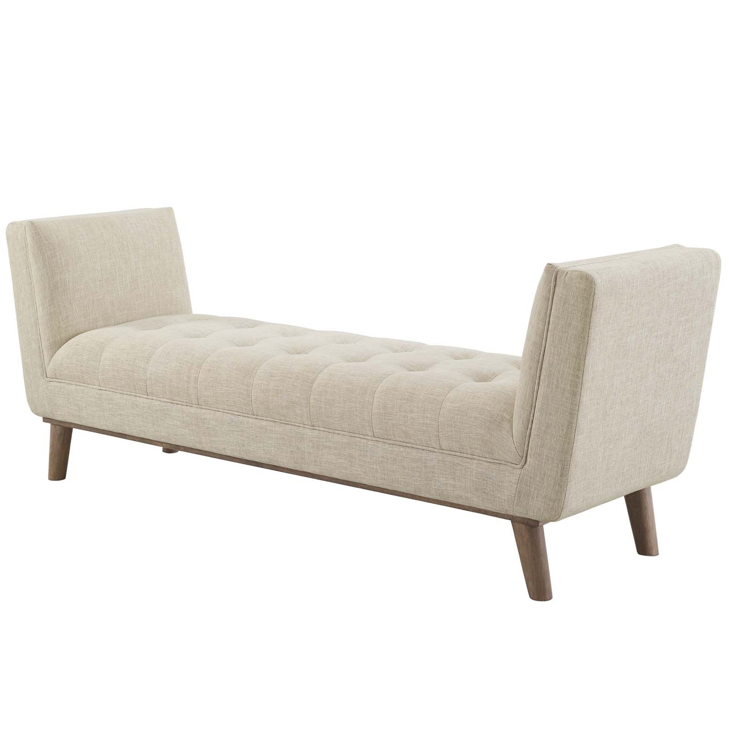 Haven Tufted Button Upholstered Fabric Accent Bench, Fabric, Beige, 17256