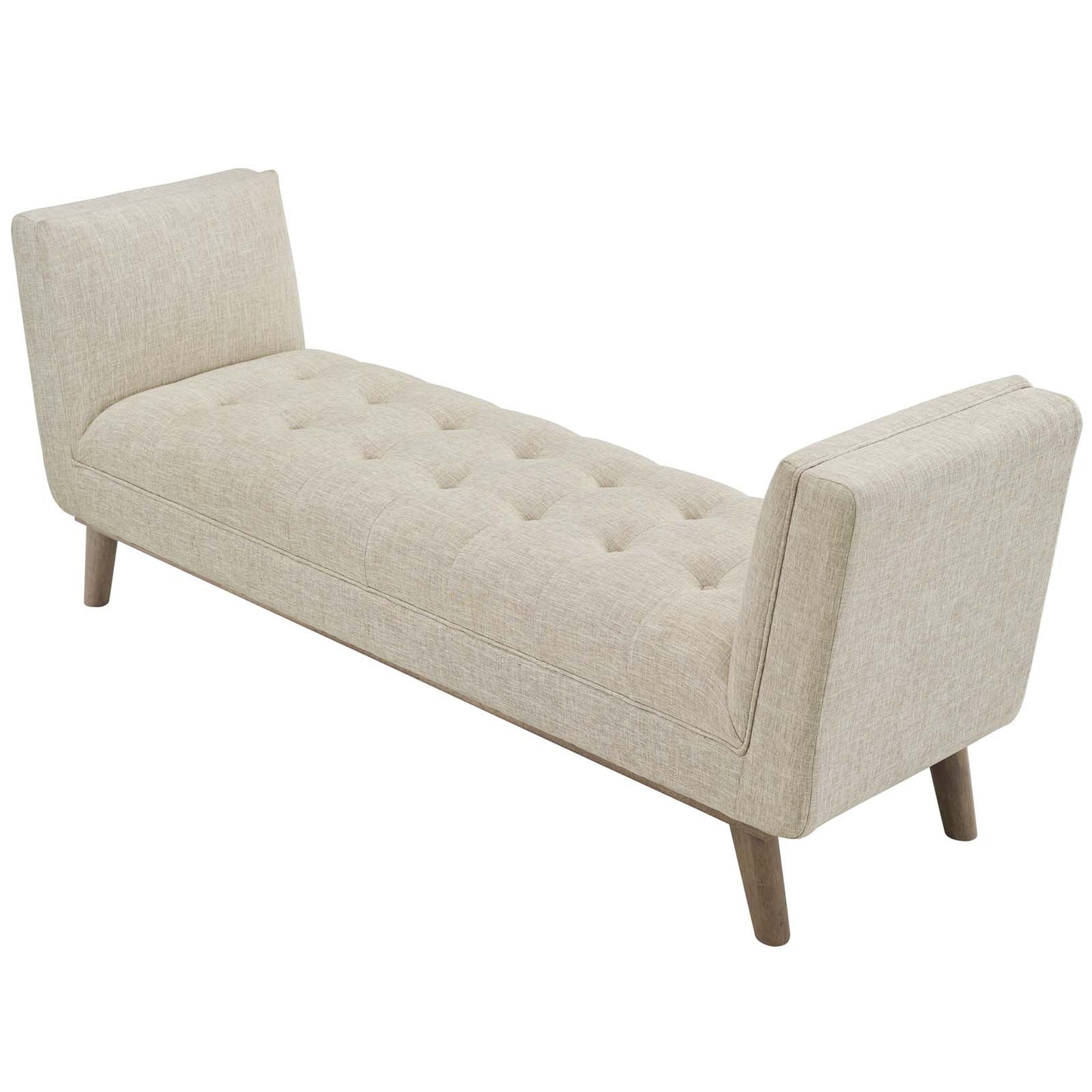 Haven Tufted Button Upholstered Fabric Accent Bench, Fabric, Beige, 17256