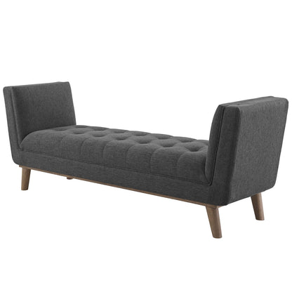 Haven Tufted Button Upholstered Fabric Accent Bench, Fabric, Grey Gray, 17257