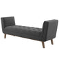 Haven Tufted Button Upholstered Fabric Accent Bench, Fabric, Grey Gray, 17257