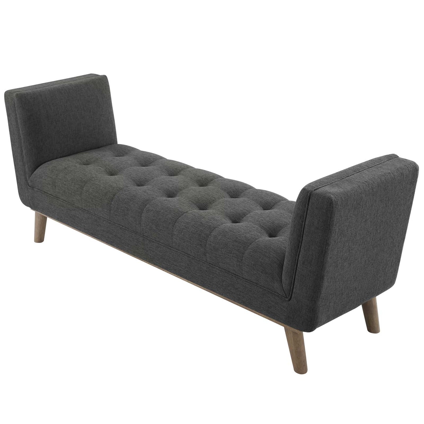 Haven Tufted Button Upholstered Fabric Accent Bench, Fabric, Grey Gray, 17257