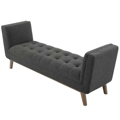 Haven Tufted Button Upholstered Fabric Accent Bench, Fabric, Grey Gray, 17257