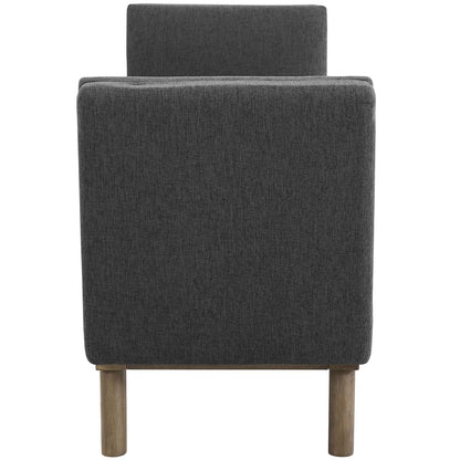 Haven Tufted Button Upholstered Fabric Accent Bench, Fabric, Grey Gray, 17257