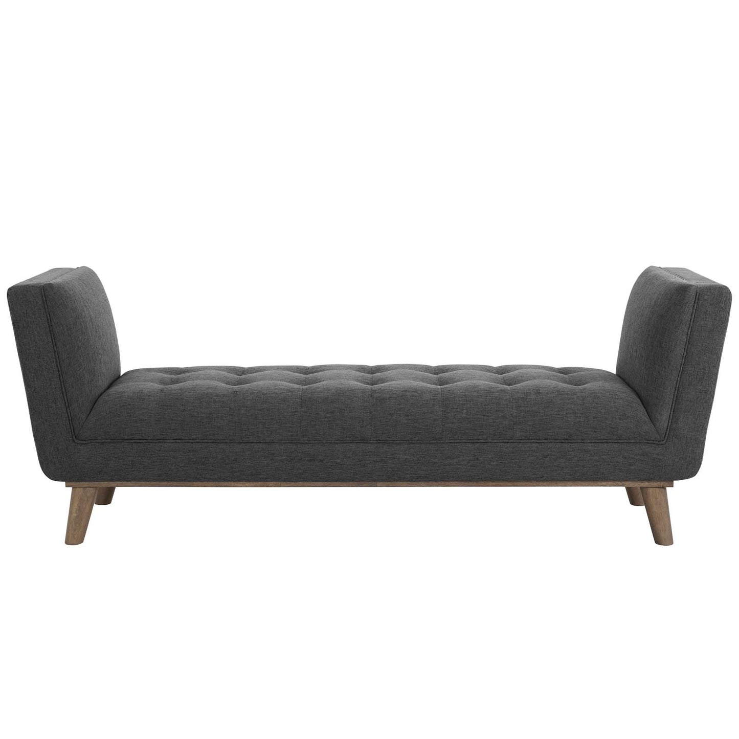 Haven Tufted Button Upholstered Fabric Accent Bench, Fabric, Grey Gray, 17257