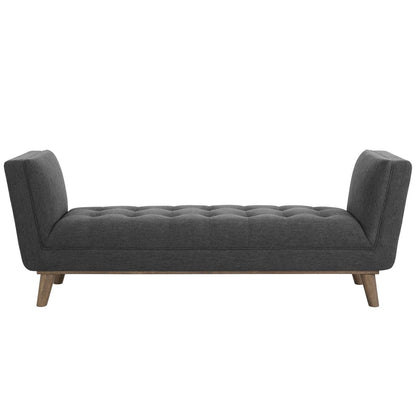 Haven Tufted Button Upholstered Fabric Accent Bench, Fabric, Grey Gray, 17257