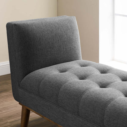 Haven Tufted Button Upholstered Fabric Accent Bench, Fabric, Grey Gray, 17257