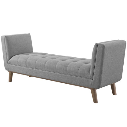 Haven Tufted Button Upholstered Fabric Accent Bench, Fabric, Light Grey Gray, 17258