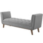 Haven Tufted Button Upholstered Fabric Accent Bench, Fabric, Light Grey Gray, 17258