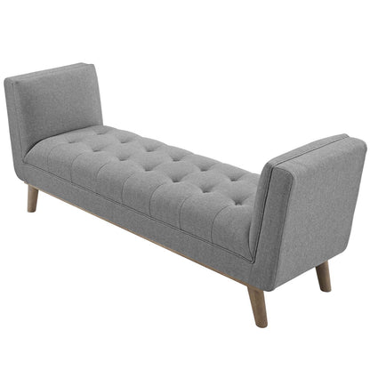 Haven Tufted Button Upholstered Fabric Accent Bench, Fabric, Light Grey Gray, 17258