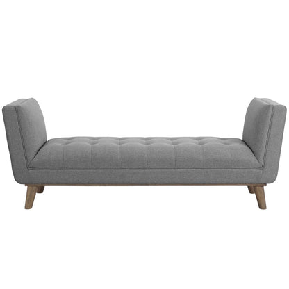 Haven Tufted Button Upholstered Fabric Accent Bench, Fabric, Light Grey Gray, 17258