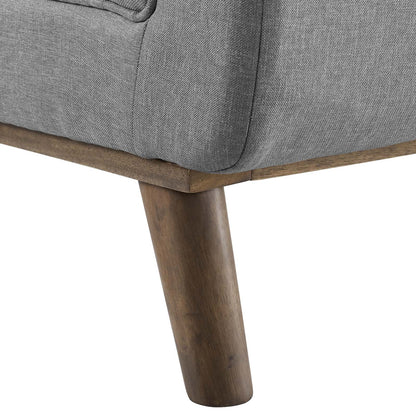 Haven Tufted Button Upholstered Fabric Accent Bench, Fabric, Light Grey Gray, 17258