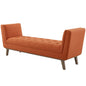 Haven Tufted Button Upholstered Fabric Accent Bench, Fabric, Orange, 17259