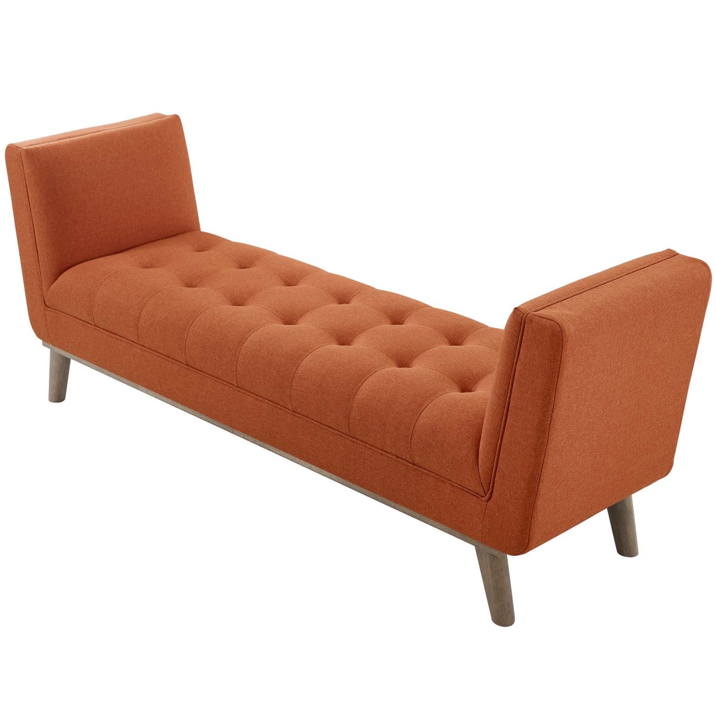 Haven Tufted Button Upholstered Fabric Accent Bench, Fabric, Orange, 17259