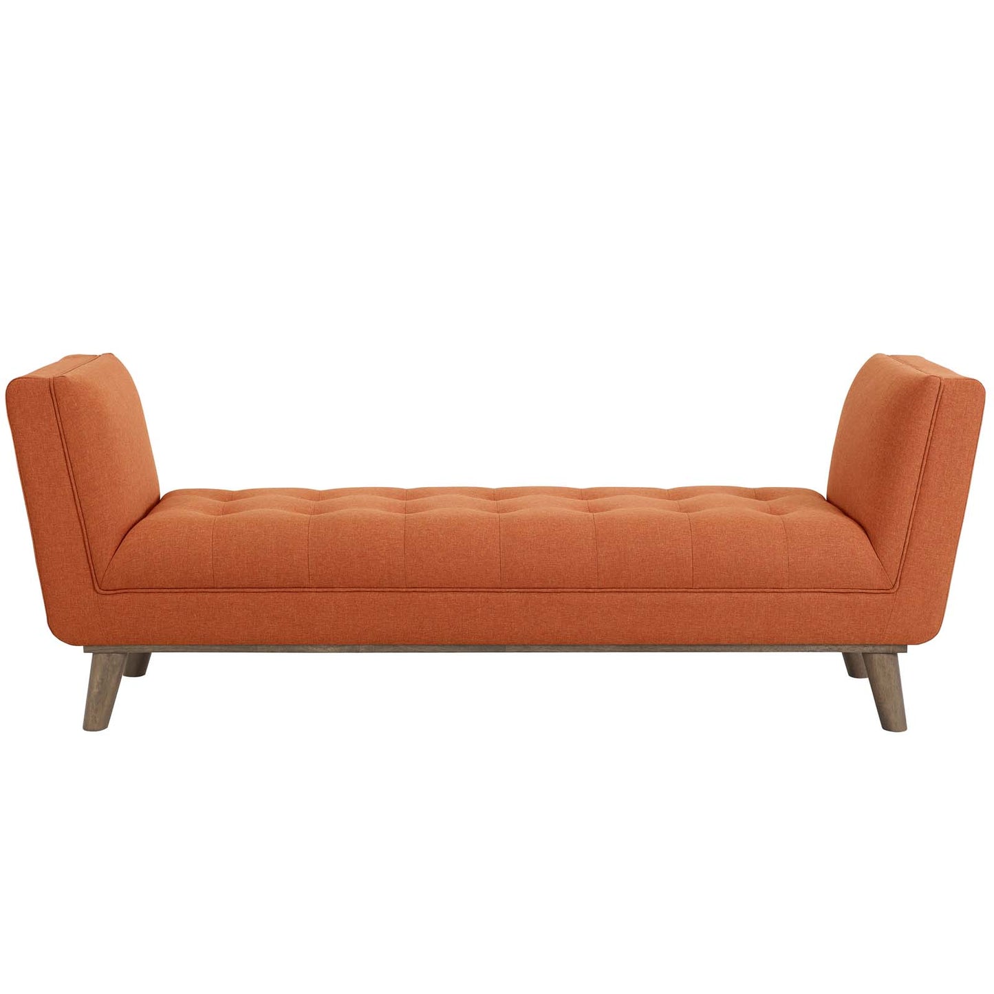 Haven Tufted Button Upholstered Fabric Accent Bench, Fabric, Orange, 17259