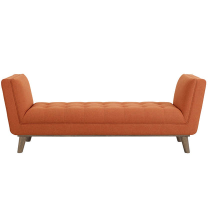 Haven Tufted Button Upholstered Fabric Accent Bench, Fabric, Orange, 17259