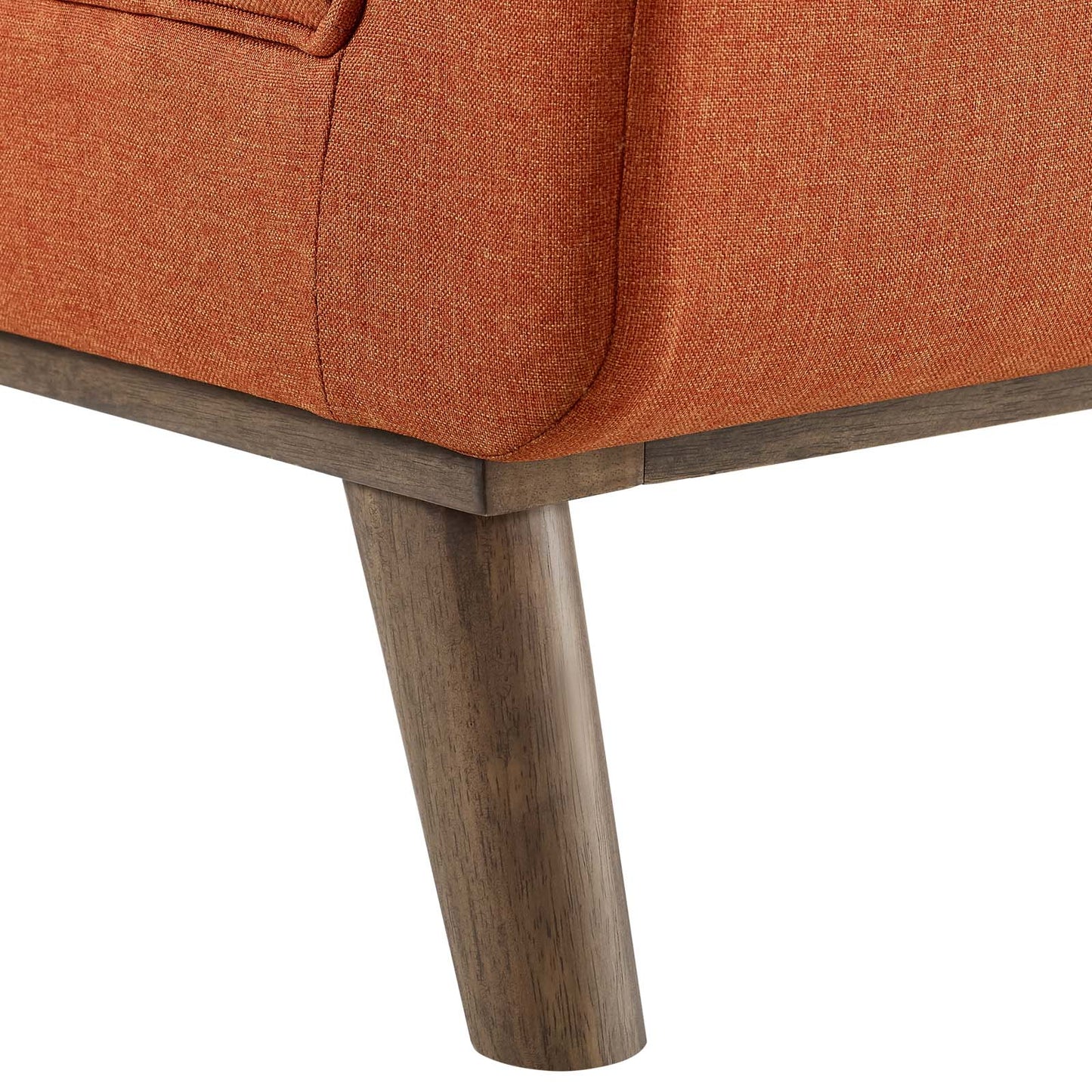 Haven Tufted Button Upholstered Fabric Accent Bench, Fabric, Orange, 17259