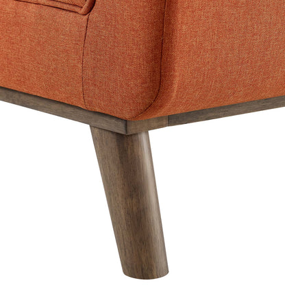 Haven Tufted Button Upholstered Fabric Accent Bench, Fabric, Orange, 17259