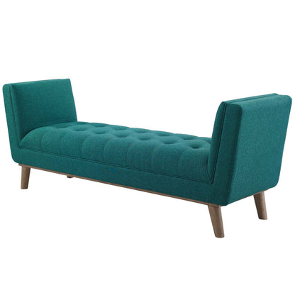 Haven Tufted Button Upholstered Fabric Accent Bench, Fabric, Aqua Blue, 17260