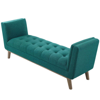 Haven Tufted Button Upholstered Fabric Accent Bench, Fabric, Aqua Blue, 17260