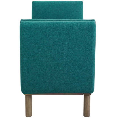 Haven Tufted Button Upholstered Fabric Accent Bench, Fabric, Aqua Blue, 17260