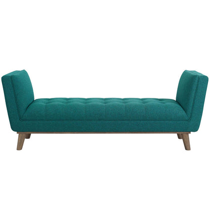 Haven Tufted Button Upholstered Fabric Accent Bench, Fabric, Aqua Blue, 17260