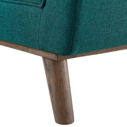 Haven Tufted Button Upholstered Fabric Accent Bench, Fabric, Aqua Blue, 17260