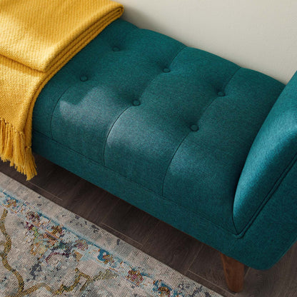 Haven Tufted Button Upholstered Fabric Accent Bench, Fabric, Aqua Blue, 17260