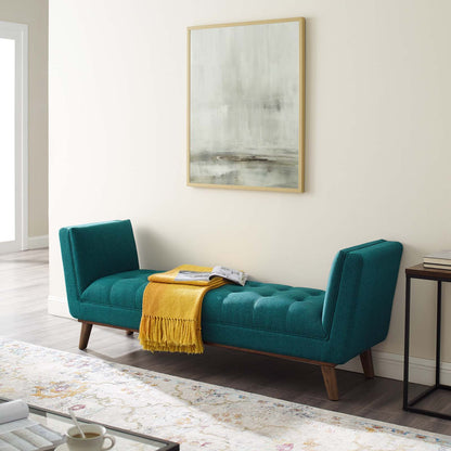 Haven Tufted Button Upholstered Fabric Accent Bench, Fabric, Aqua Blue, 17260