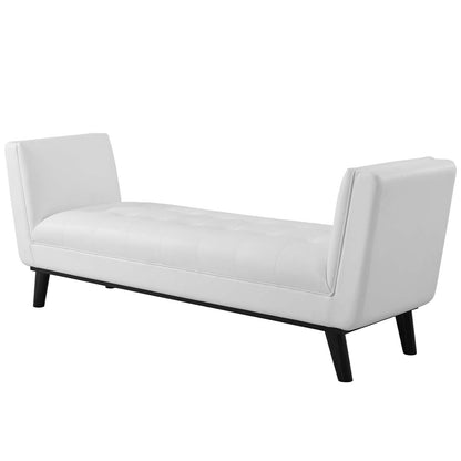 Haven Tufted Button Faux Leather Accent Bench, Faux Vinyl Leather, White, 17261