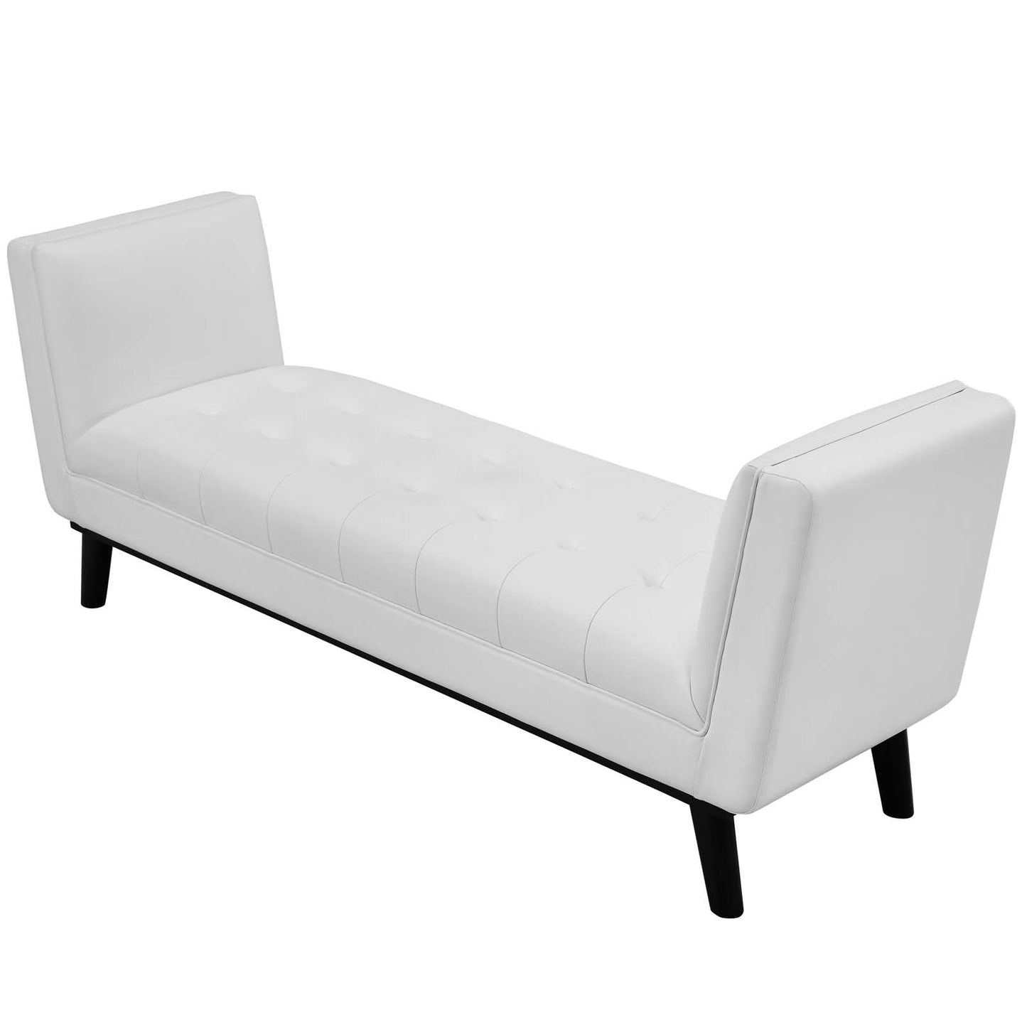 Haven Tufted Button Faux Leather Accent Bench, Faux Vinyl Leather, White, 17261