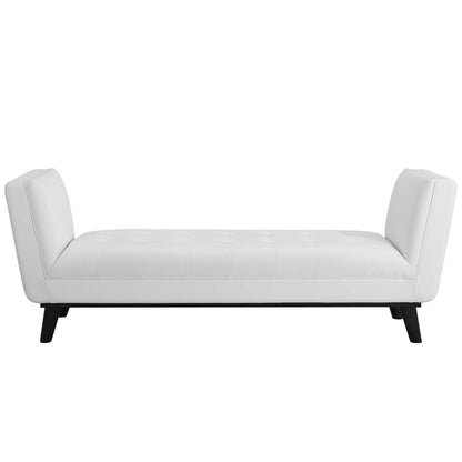 Haven Tufted Button Faux Leather Accent Bench, Faux Vinyl Leather, White, 17261