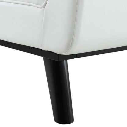 Haven Tufted Button Faux Leather Accent Bench, Faux Vinyl Leather, White, 17261