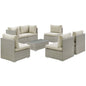 Repose 7 Piece Outdoor Patio Sunbrella® Sectional Set, Sunbrella Rattan Wicker, Light Gray Beige 13998