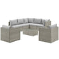 Repose 8 Piece Outdoor Patio Sectional Set, Sunbrella Rattan Wicker, Grey Gray 14010