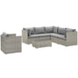 Repose 7 Piece Outdoor Patio Sectional Set, Sunbrella Rattan Wicker, Grey Gray 14018
