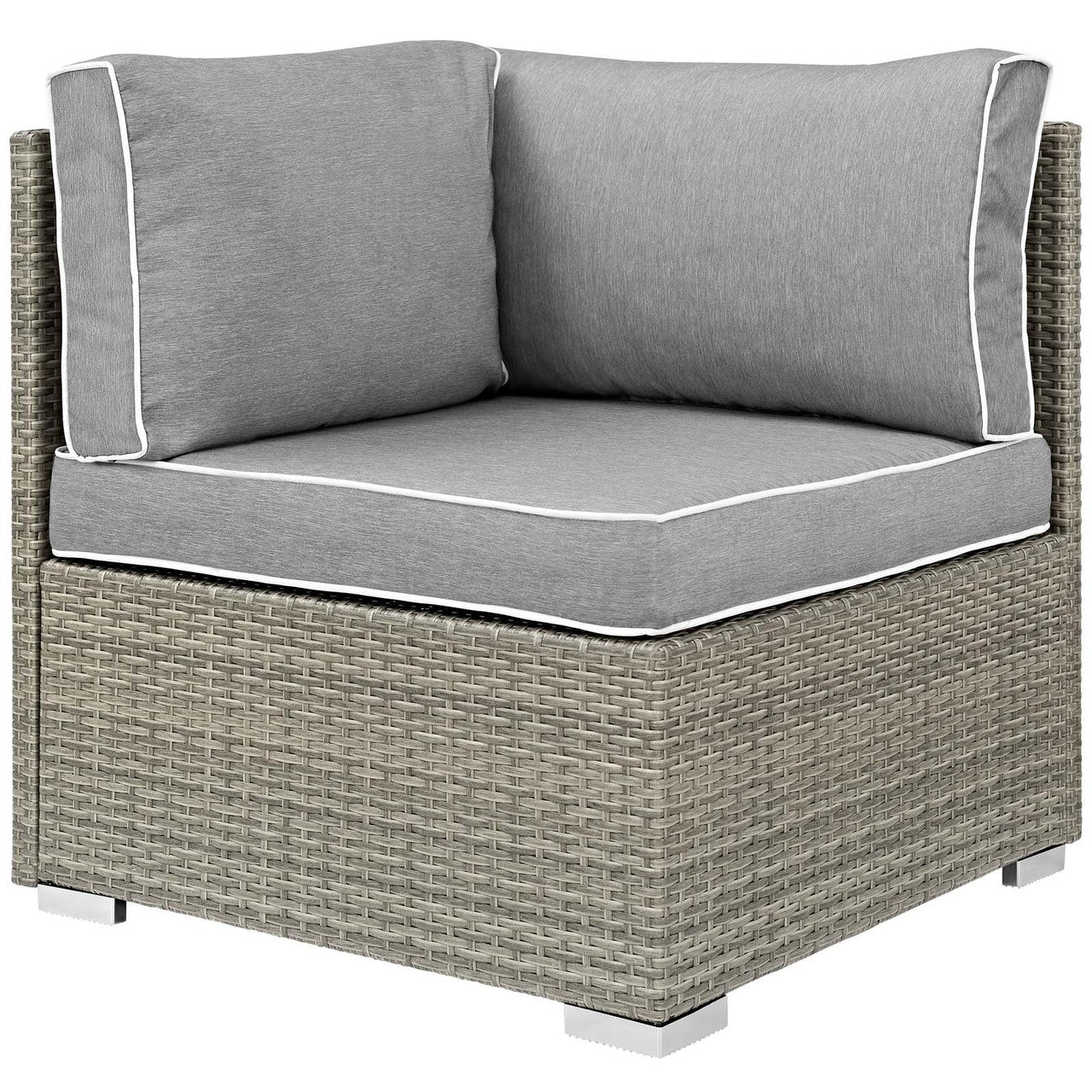 Repose 8 Piece Outdoor Patio Sectional Set, Sunbrella Rattan Wicker, Grey Gray 14026