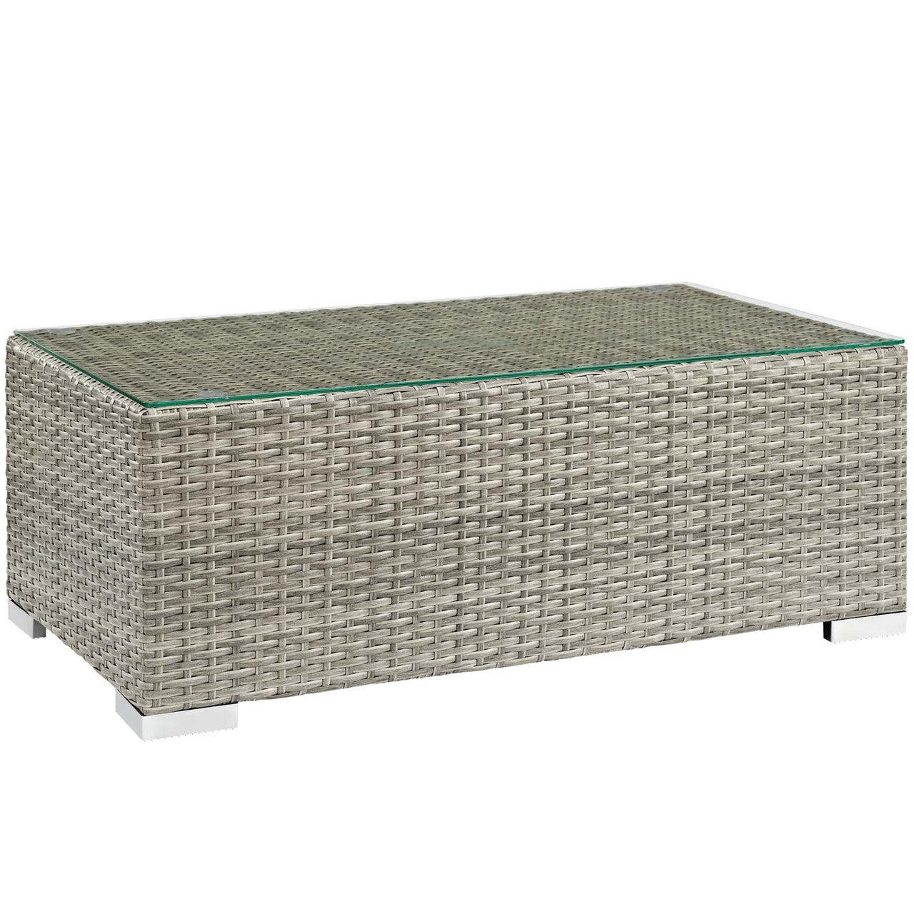 Repose 8 Piece Outdoor Patio Sectional Set, Sunbrella Rattan Wicker, Blue Light Gray 14028