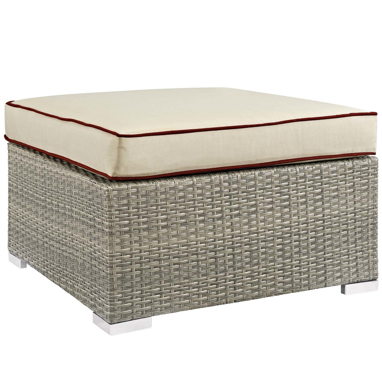 Repose 6 Piece Outdoor Patio Sectional Set, Sunbrella Rattan Wicker, Light Gray Beige 14032