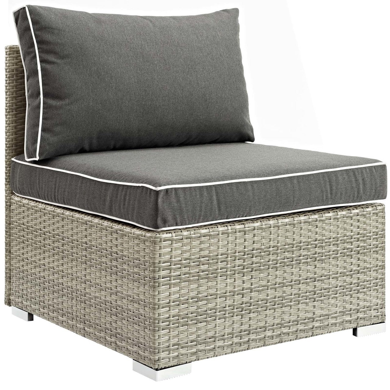 Repose 6 Piece Outdoor Patio Sectional Set, Sunbrella Rattan Wicker, Dark Grey Gray 14033