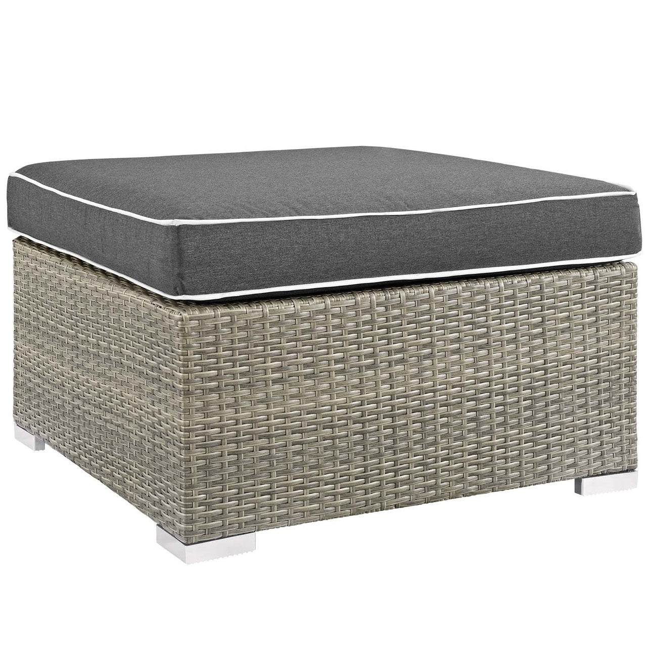 Repose 6 Piece Outdoor Patio Sectional Set, Sunbrella Rattan Wicker, Dark Grey Gray 14033