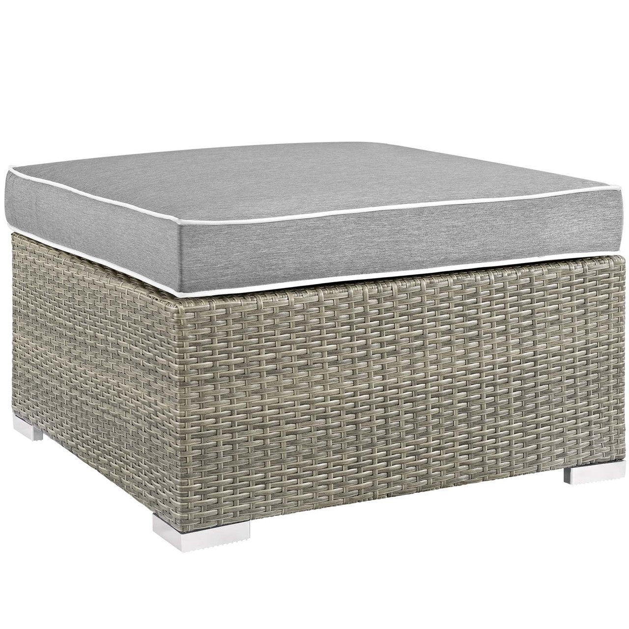 Repose 6 Piece Outdoor Patio Sectional Set, Sunbrella Rattan Wicker, Grey Gray 14034