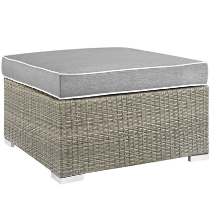 Repose 6 Piece Outdoor Patio Sectional Set, Sunbrella Rattan Wicker, Grey Gray 14034
