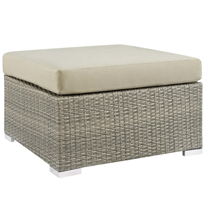 Repose 6 Piece Outdoor Patio Sunbrella® Sectional Set, Sunbrella Rattan Wicker, Light Gray Beige 14038