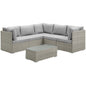 Repose 6 Piece Outdoor Patio Sectional Set, Sunbrella Rattan Wicker, Grey Gray 14042