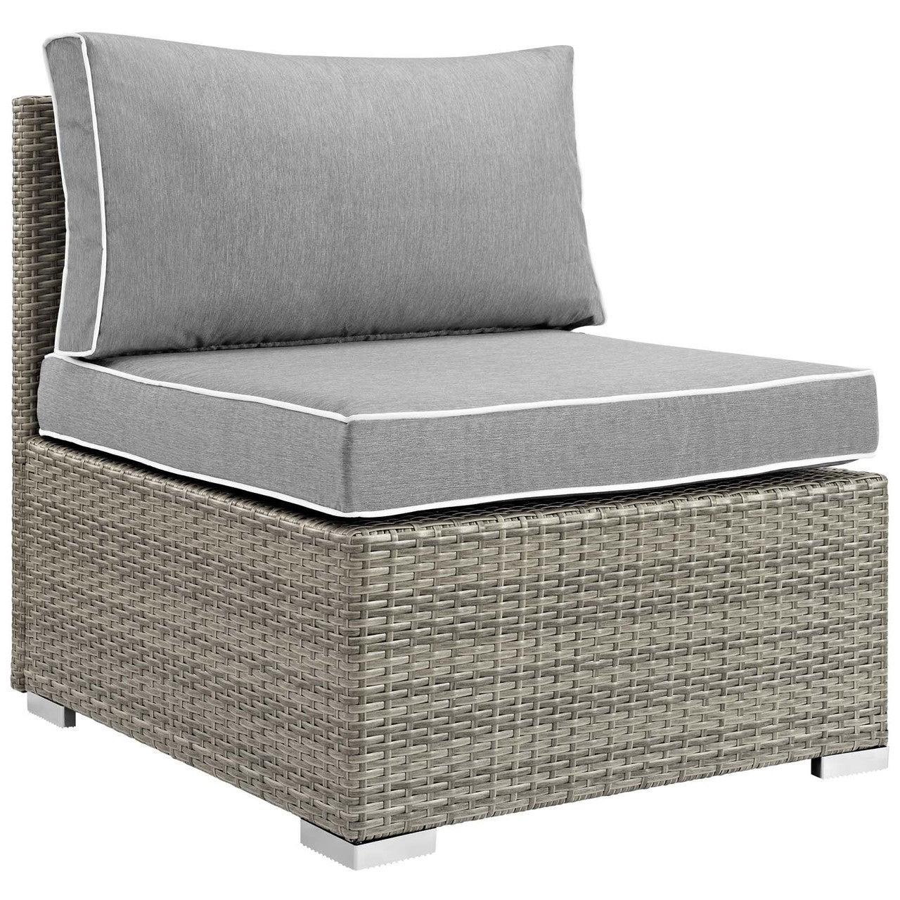 Repose 6 Piece Outdoor Patio Sectional Set, Sunbrella Rattan Wicker, Grey Gray 14042