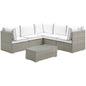 Repose 6 Piece Outdoor Patio Sectional Set, Sunbrella Rattan Wicker, White Light Gray 14045