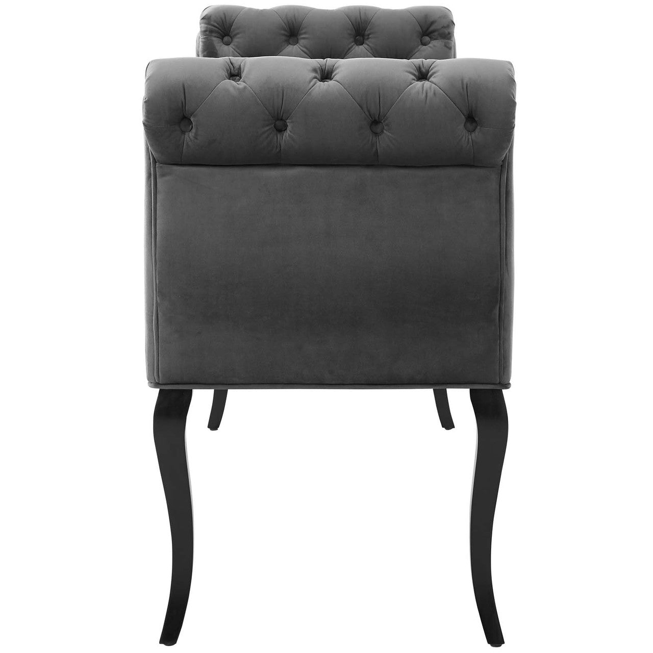 Adelia Chesterfield Style Button Tufted Performance Velvet Bench, Velvet Fabric, Grey Gray 15313