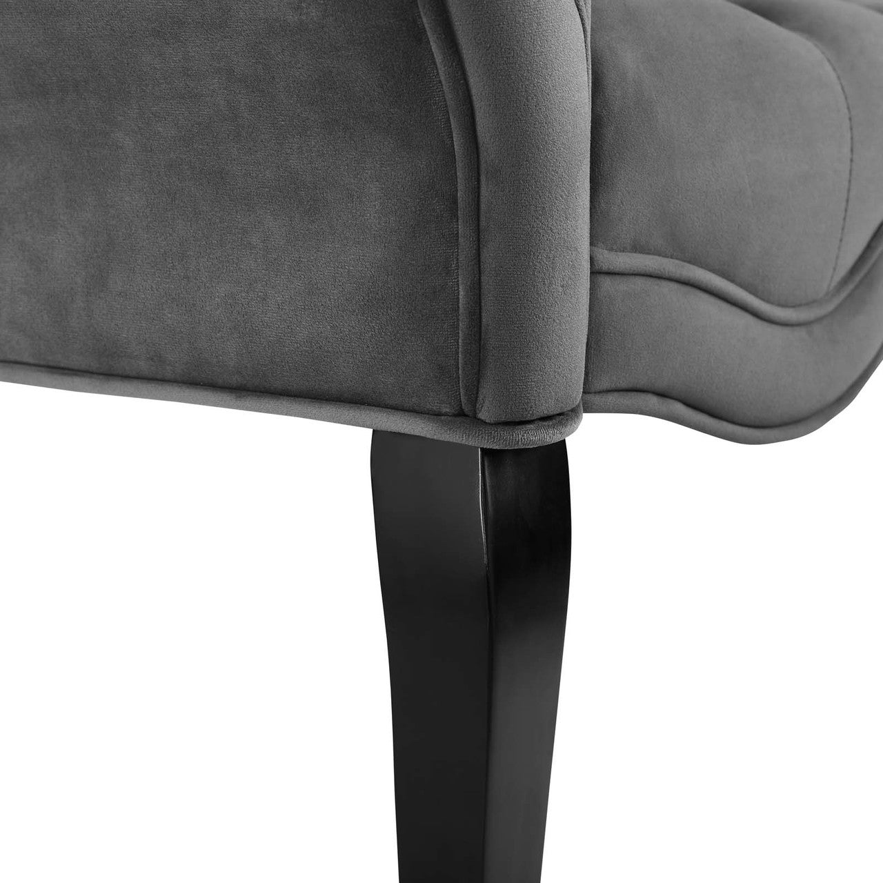 Adelia Chesterfield Style Button Tufted Performance Velvet Bench, Velvet Fabric, Grey Gray 15313
