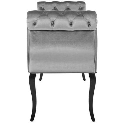 Adelia Chesterfield Style Button Tufted Performance Velvet Bench, Velvet Fabric, Light Grey Gray 15314
